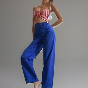 Vintage Saint Laurent Blue Pull Up Pants Elastic Band Unisex Waist 30”